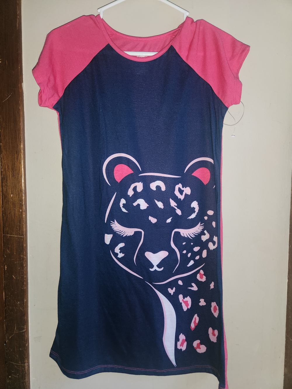 Set Of 2 Wonder nation Navy and Pink Leopard Nightgown